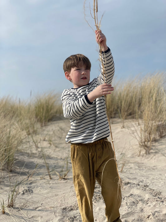 Navy og hvidstribet sweatshirt