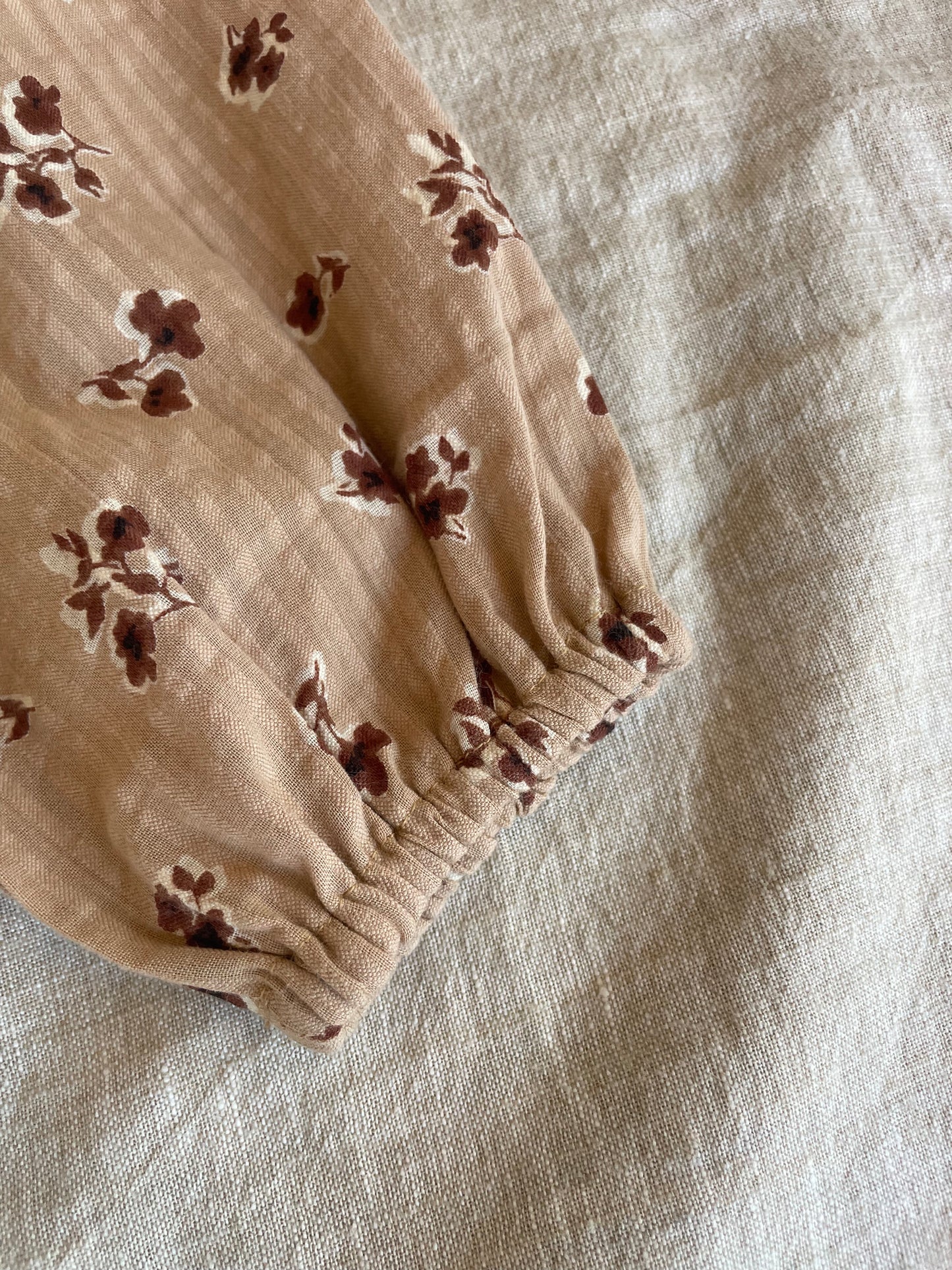 Floral caramel-colored dress